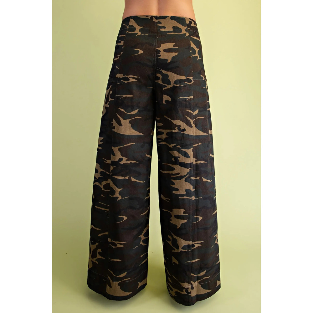 TY1249 CAMO Gigio Wide Leg Pants Denim Like Fabric Various Sizes - Picture 4 of 4